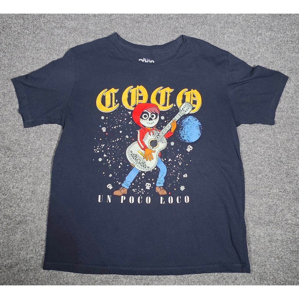 Disney Pixar Coco Miguel Un Poco Loco Navy Blue Graphic T-Shirt‎ Mens Large